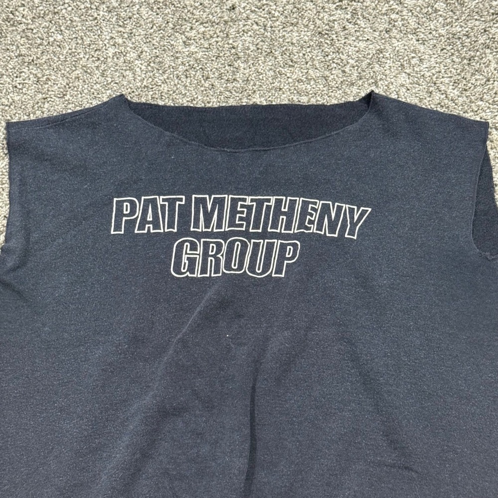 Vintage 70s 80s Pat Metheny Group Sweatshirt Cutoff Faded Black Band Mens M RARE - Picture 2 of 3
